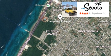 Arial photo of ~Scoots location in Cozumel