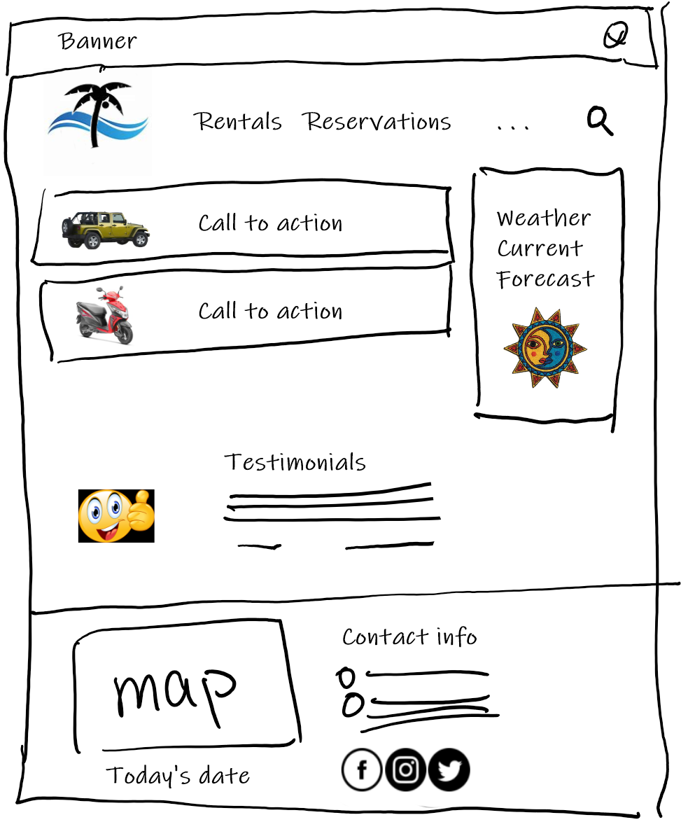 Home wireframe sketch