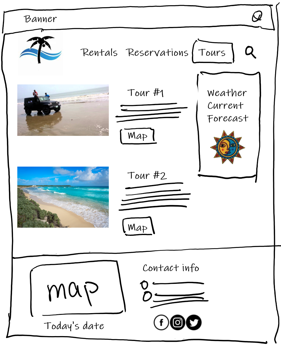 Tours wireframe sketch